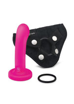 Load image into Gallery viewer, Together Toys Pop Silicone Dildo 5.5in and Harness - Black/Pink - Set