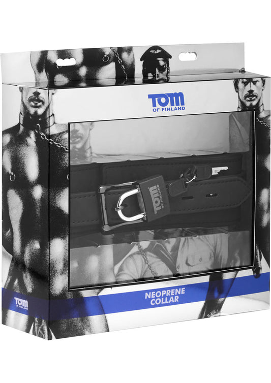 Tom Of Finland Neoprene Collar with Lock - Black