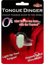 Load image into Gallery viewer, Tongue Dinger Night Stroker Vibrating Silicone Tongue Ring - Glow In The Dark
