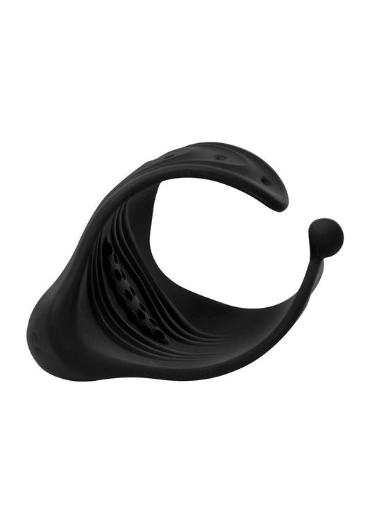 Trinity Men 10x Pleasure Stroke Penis Vibrating Silicone Sleeve - Black