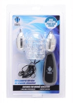 Load image into Gallery viewer, Trinity Men Dual Vibrating Penis Head Teaser with Remote Control - Clear
