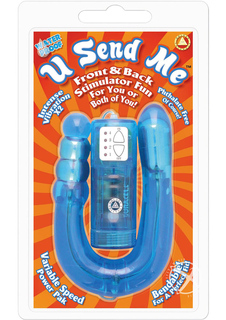 U Send Me Front and Back Waterproof Stimulator - Blue