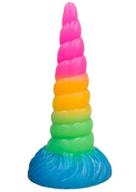 Load image into Gallery viewer, Vac-U-Lock Fantasy Fuckers Celestial Unicorn Horn Glow In The Dark Silicone Dildo - Glow In The Dark/Multicolor