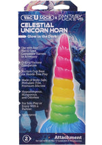 Load image into Gallery viewer, Vac-U-Lock Fantasy Fuckers Celestial Unicorn Horn Glow In The Dark Silicone Dildo - Glow In The Dark/Multicolor