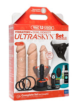 Load image into Gallery viewer, Vac-U-Lock Vibrating Dual Density Ultraskyn Set with Remote Control - Flesh/Vanilla
