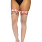 Vegan Leather Thigh High Bow Garter with Adjustable Straps and Heart Ring Accent - Pink - One Size