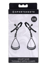 Velvet Noir Tuggable Nipple Clamps - Black