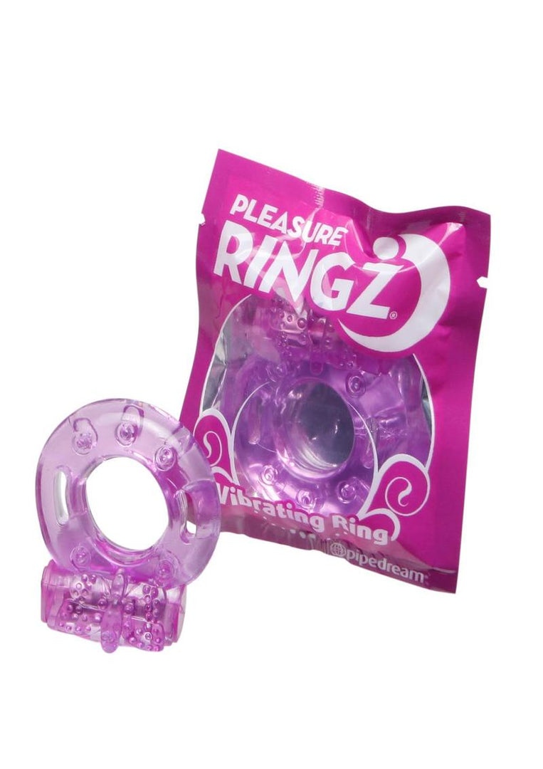 Vibrating Pleasure Ringz Disposable Cock Rings - Assorted Colors - 36 Per Bowl