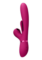 Load image into Gallery viewer, Vive Ena Rechargeable Silicone Triple Motor Thrusting G-Spot with Flapper and Air Wave Clit Stimulation Vibrator - Pink
