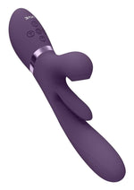 Load image into Gallery viewer, Vive Ena Rechargeable Silicone Triple Motor Thrusting G-Spot with Flapper and Air Wave Clit Stimulation Vibrator - Purple
