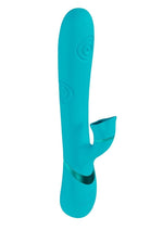 Load image into Gallery viewer, Vive Fiore Silicone Rechargeable Triple Motor G-Spot Air Wave Vibrating and Tapping Flared Clit Stimulator - Blue