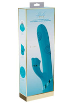 Load image into Gallery viewer, Vive Fiore Silicone Rechargeable Triple Motor G-Spot Air Wave Vibrating and Tapping Flared Clit Stimulator - Blue