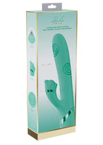 Load image into Gallery viewer, Vive Fiore Silicone Rechargeable Triple Motor G-Spot Air Wave Vibrating and Tapping Flared Clit Stimulator - Green