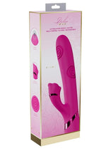 Load image into Gallery viewer, Vive Fiore Silicone Rechargeable Triple Motor G-Spot Air Wave Vibrating and Tapping Flared Clit Stimulator - Pink