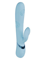 Load image into Gallery viewer, Vive Fronda Silicone Rechargeable Triple Motor G-Spot Vibrating and Tapping Leaf Clit Stimulator - Blue
