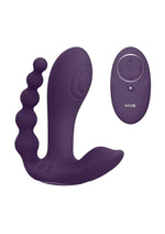 Load image into Gallery viewer, Vive Kata Rechargeable Silicone Pulse Wave and Vibrating Double Penetration Vibrator - Purple
