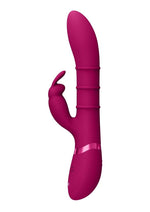 Load image into Gallery viewer, Vive Kura Rechargeable Silicone Triple Motor Up and Down Vibrating Triple Ring Rabbit - Pink
