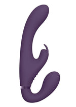 Load image into Gallery viewer, Vive Suki Rechargeable Silicone Vibrating Strapless Strap-On Rabbit - Purple
