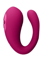 Load image into Gallery viewer, Vive Yoko Rechargeable Silicone Tripe Motor Dual Prongs with Clitoral Pulse Wave Vibrator

