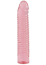 Load image into Gallery viewer, Vivid Sunrise Ribbed Jellie Dildo - Pink/Red - 7in
