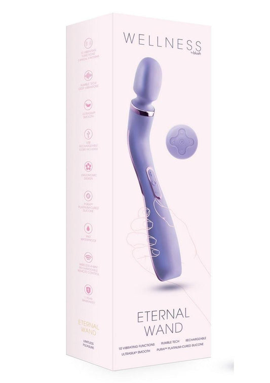 Wellness Eternal Wand Rechargeable Silicone Vibrating Wand with Remote - Lavender/Purple