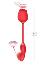 Load image into Gallery viewer, Wild Rose Come Hither Rechargeable Silicone Dual Stimulator with Clitoral Suction - Red
