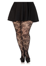 Load image into Gallery viewer, Wild Rose Net Tights - 1x-2x - Black
