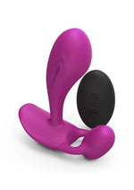 Load image into Gallery viewer, Witty Rechargeable Silicone Vibrator with Clitoral Stimulator - Sweet Orchid - Magenta/Purple