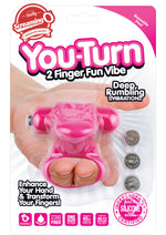 Load image into Gallery viewer, You Turn 2 Finger Vibrator Silicone Ring Waterproof - Pink/Strawberry
