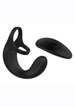 Load image into Gallery viewer, Zero Tolerance Vibrating Ball Cradle Silicone Rechargeable Cock Ring with Remote Control - Black
