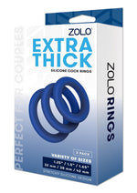 Load image into Gallery viewer, ZOLO Extra Thick Silicone Cock Ring - Blue - 3 Pk

