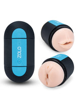 Load image into Gallery viewer, ZOLO Pleasure Pill Silicone Rechargeable Masturbator - Mouth and Anal - Black/Blue
