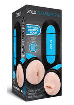 Load image into Gallery viewer, ZOLO Pleasure Pill Silicone Rechargeable Masturbator - Mouth and Anal - Black/Blue
