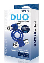 Load image into Gallery viewer, ZOLO Rechargeable Duo Vibrating Silicone Cock Ring - Navy/Silver
