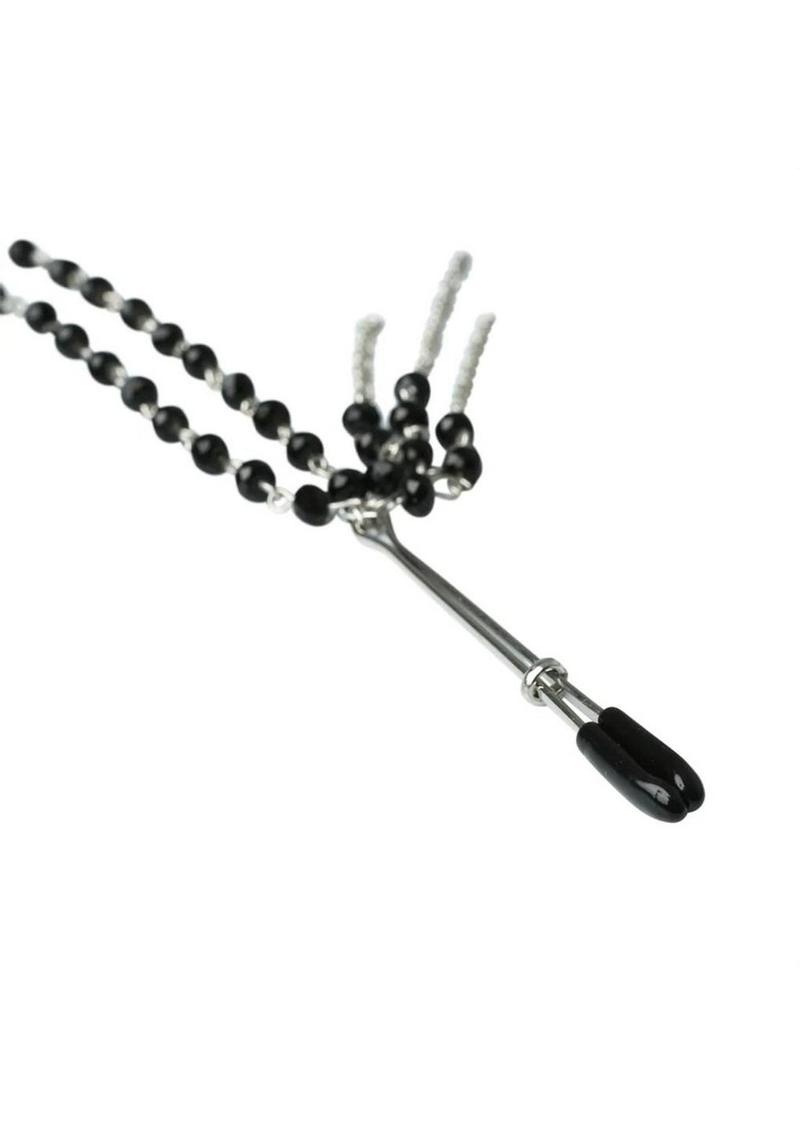 Close-up of the coated tips of the nipple clamps.