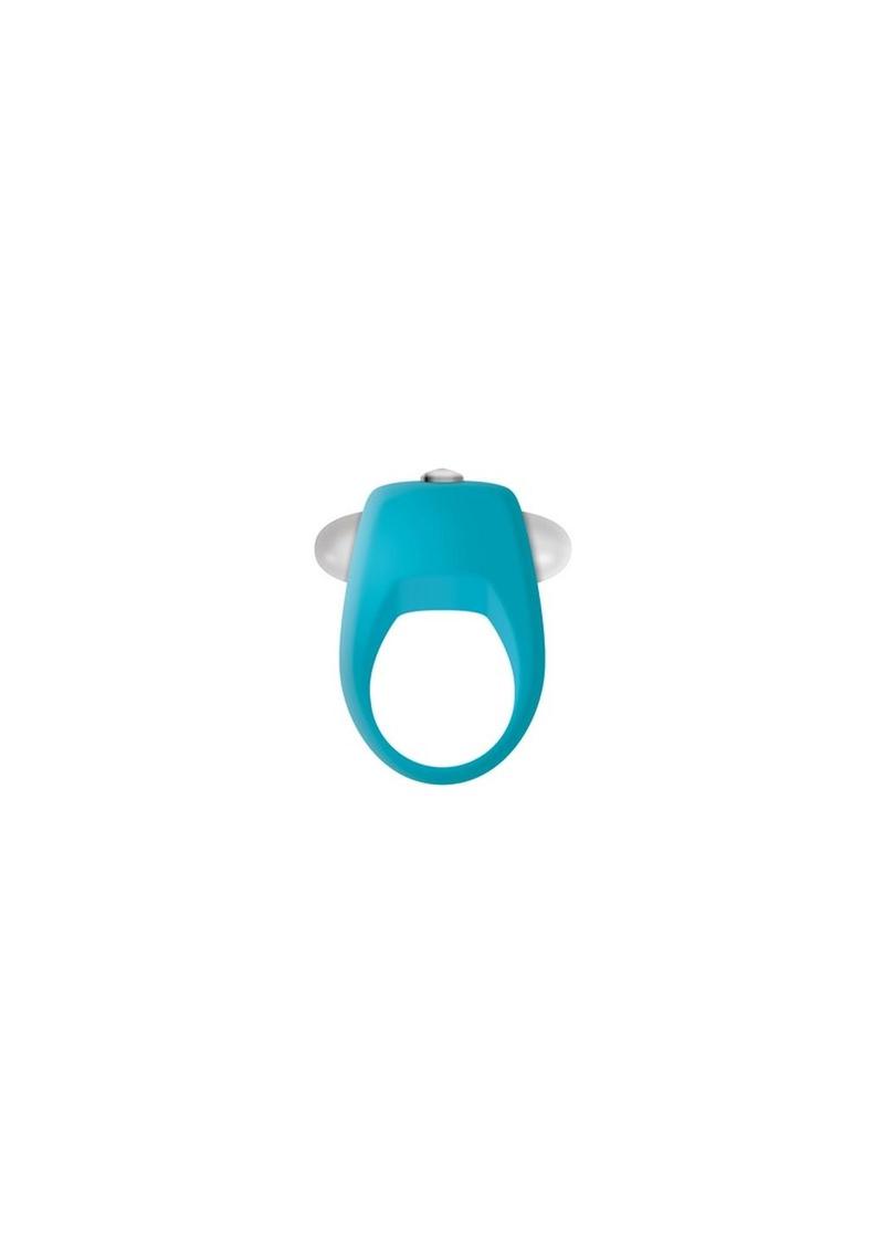 Full view of the Zero Tolerance Teal Tickler Silicone Vibrating Cock Ring.