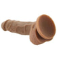 Back angle view of the Colours Pleasures Silicone Vibrating Dildo from NS Novelties (5in/caramel) shows its strong suction cup.