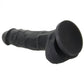 Back angle view of the Colours Pleasures Silicone Vibrating Dildo from NS Novelties (5in/black) shows its strong suction cup.
