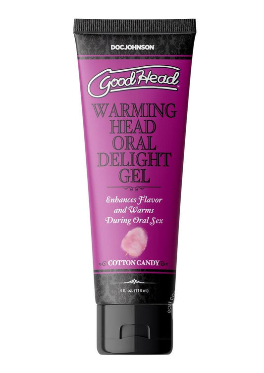 Photo of the tube of GoodHead Warming Oral Delight Gel (cotton candy) from Doc Johnson.