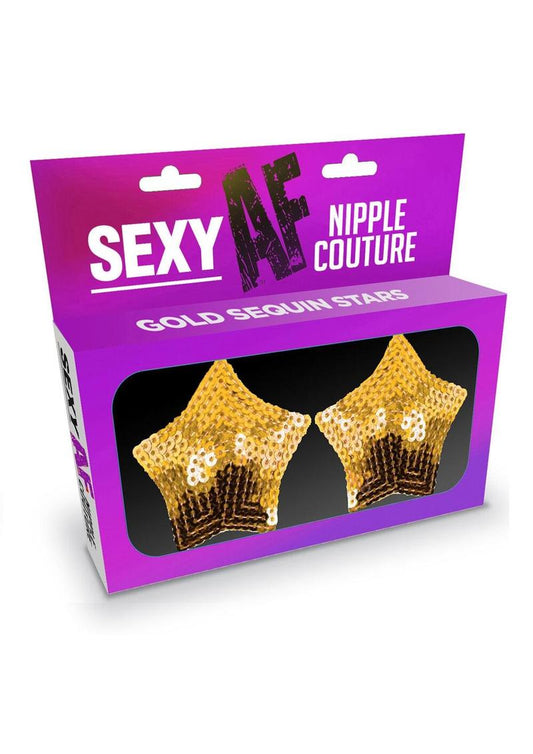 Sexy AF Nipple Couture Silicone Pasties Sequin Stars (gold).
