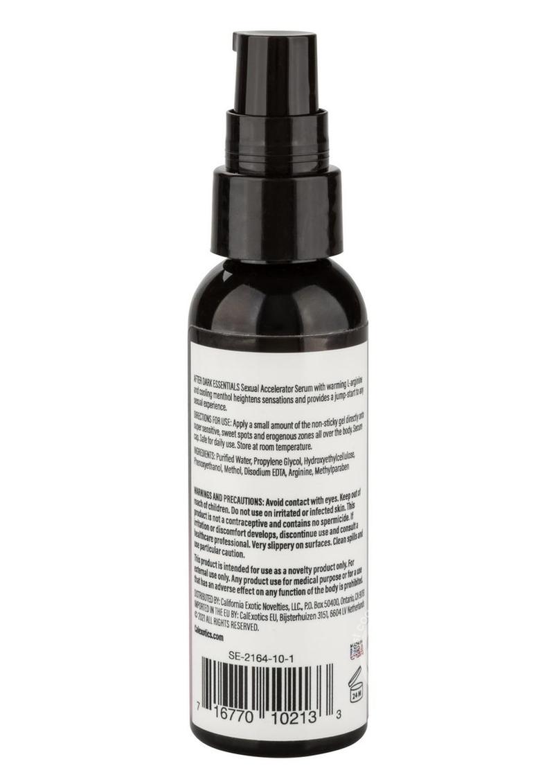 Ingredients and back of the bottle for CalExotics After Dark Sexual Accelerator Gel 2oz. Photo courtesy of ECN.