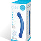 Glas 6in Curved G-Spot Glass Dildo (blue) in its box.