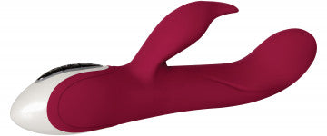Side angle view of the Evolved Inflatable Bunny Rechargeable Silicone Dual Stimulating Vibrator.