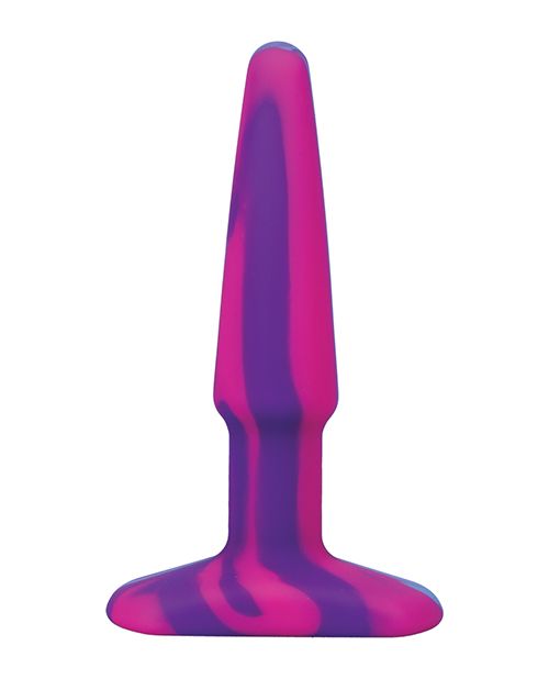 Front view of the smooth silicone butt plug (fuchsia/magenta)