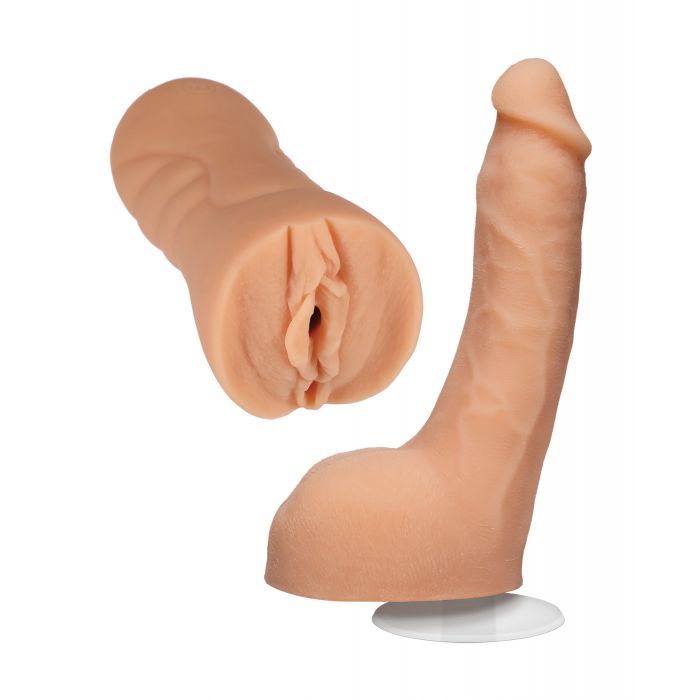Image shows both the dildo and the stroker.