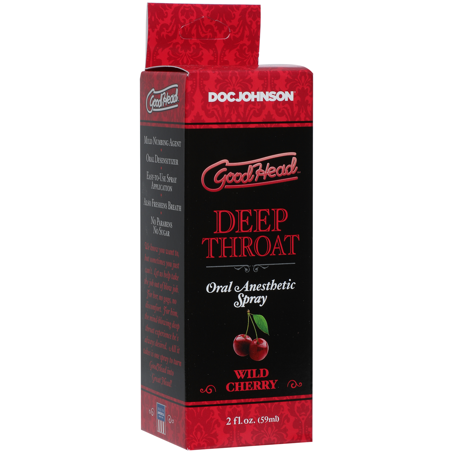Deep Throat Oral Anesthetic Spray 2oz in its box (cherry).