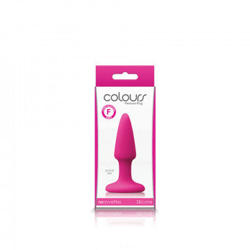 Photo of the front of the box for the Colours Pleasure Plug Mini from NS Novelties (pink).