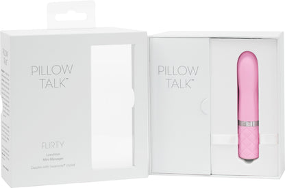 Pillow Talk Flirty in its box with the lid open showing the toy inside (pink).