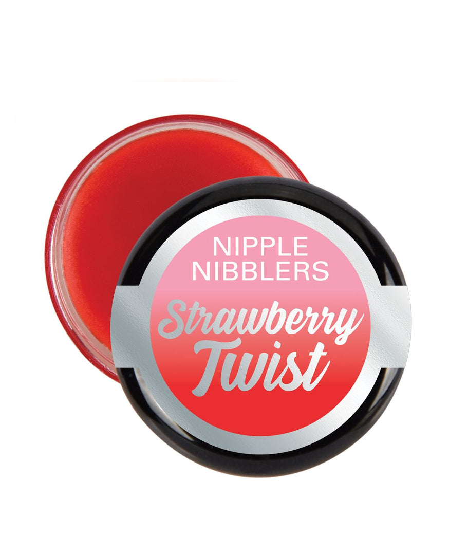 Nipple Nibblers Balm with top open (strawberry twist).