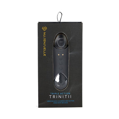 Nu Sensuelle Trinitii Suction and Tongue Flickering Vibrator in its box (black).